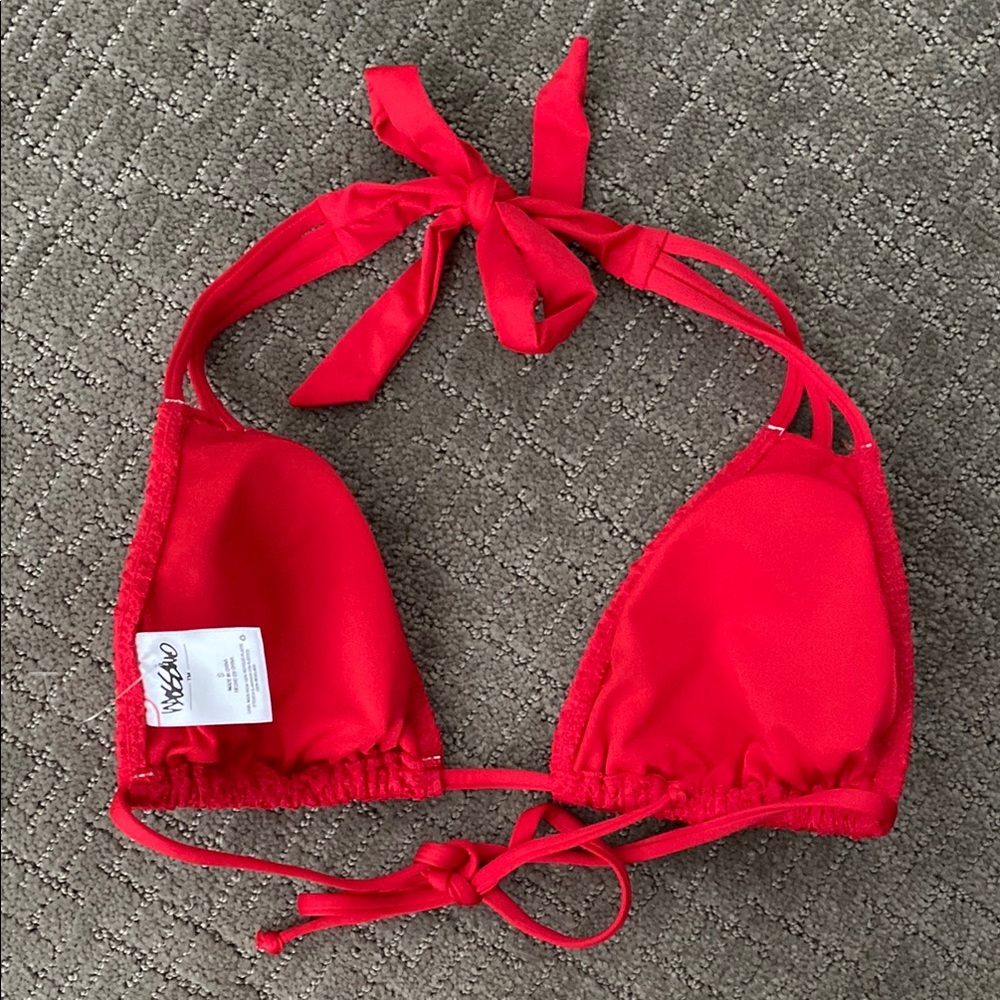 Red Eyelet Bikini Top - Picture 2 of 3